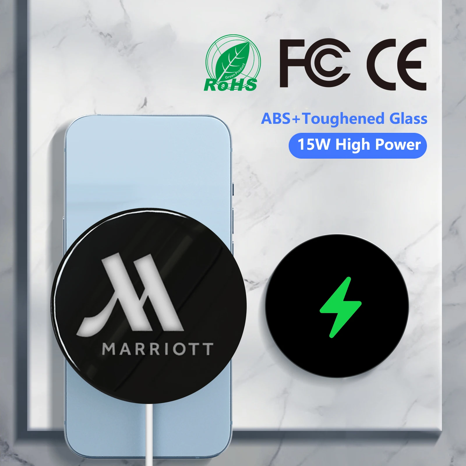 Direct Factory ODM OEM Customized Glowing Color Logo Wireless Charger Mobile Phone 15W Fast Charging Wireless Charger For Gift