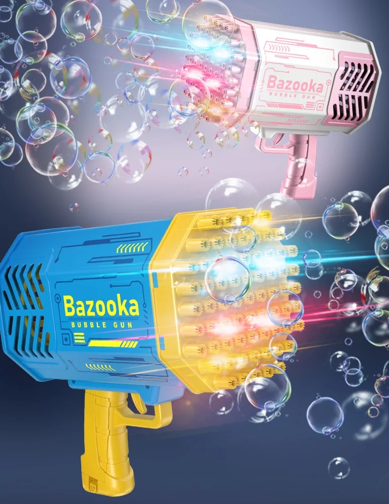 69 Hole Gatling Bubble Machine for Children Automatic Bazooka Bubble Gun wit Color Light Electric Soap Bubble Maker Toy For Kids