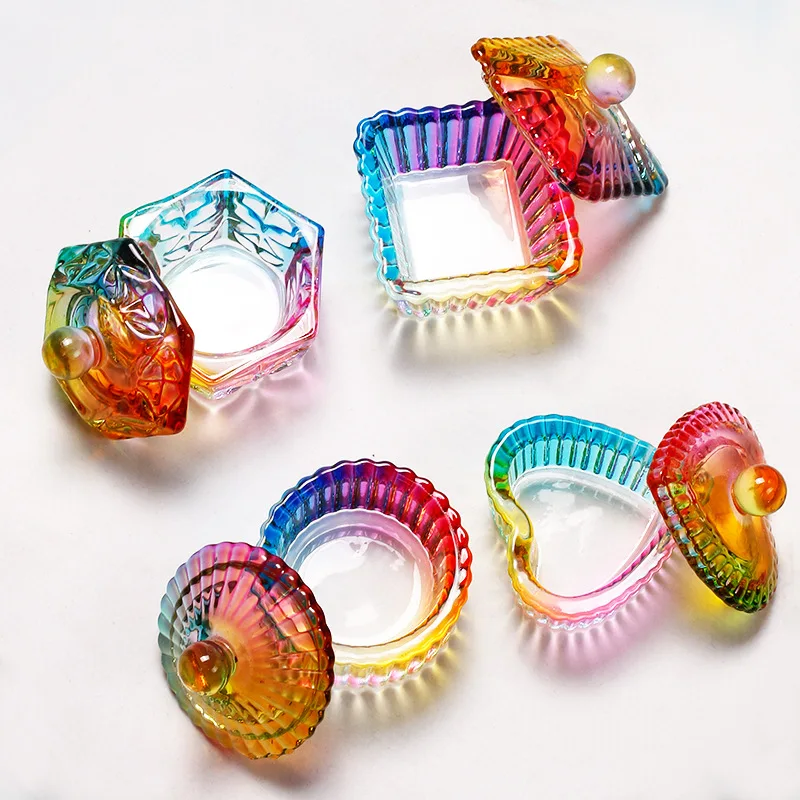 2022 New Product Acrylic Liquid Nail Diamond Glass Heart Crystal Dappen Dish Nail With Lid for acrylic nails
