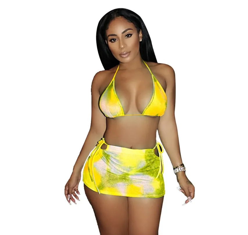 2021 Special Fabric Wholesale Sexy Women Swimwear Halter 2 Piece Bikini New Print Lace Up Swimsuit swimwear bikini  sexy bikini