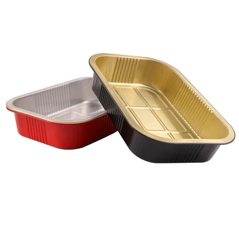 1100ML Takeaway Oven Safe Fast Food Aluminium Food Container Disposable Foil Tray With Lid