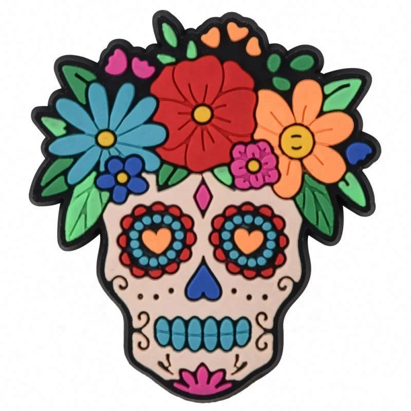 Calavera Sugary-sweet whimsical skull Charms Celebrate Mexican Day of the Dead Halloween PVC Sugar Skull Jewelry Accessories
