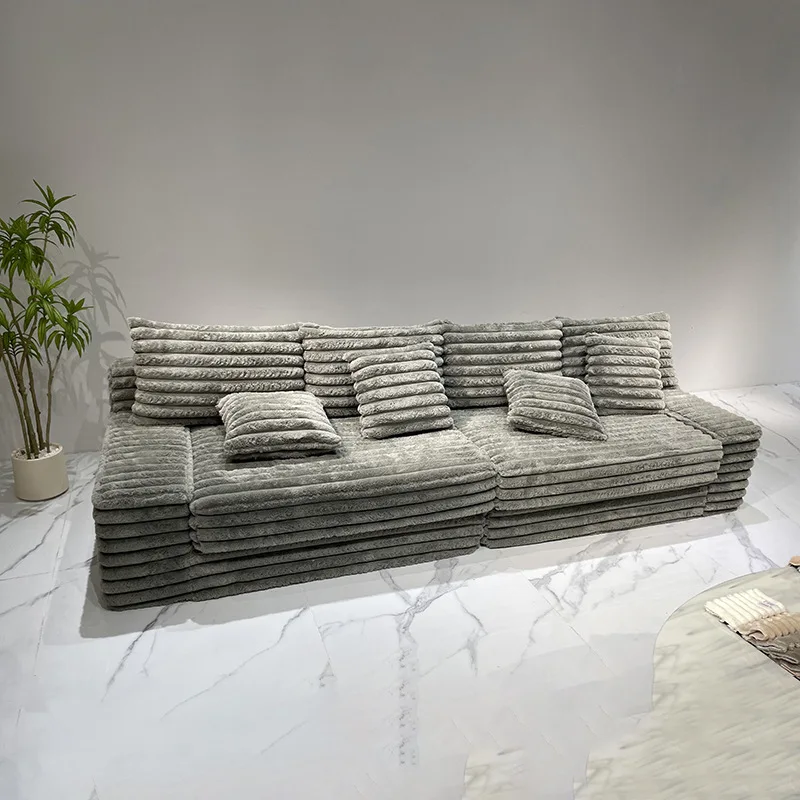 PZCN HOME Brown velvet cordoury fabric  compressed vacuum pack soft living room sofa set for indoor furniture