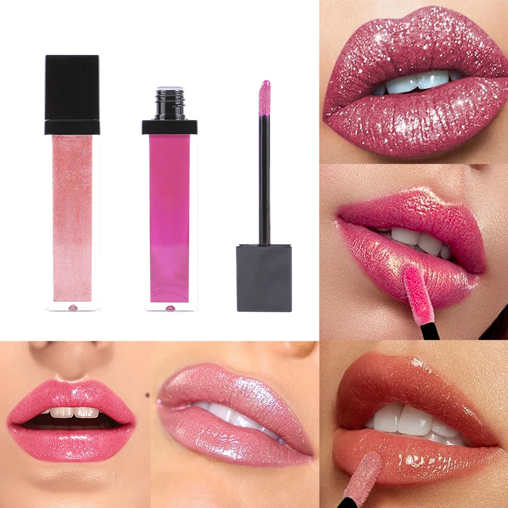 wholesale custom glitter lip gloss private label lipgloss Vegan Lip Gloss Luxury Shiny Glitter Lip Gloss