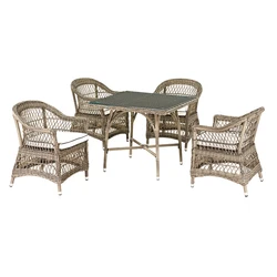 Outdoor Rattan Dining Set With Ice Bucket Aluminum Casting Garden Furniture Waterproof Material For Metal Frame Chairs