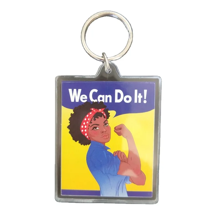 Customized Promotion Souvenir Acrylic Plastic  Keychain with Digital Photo Number Pattern for Tourist Gifts Key Usage