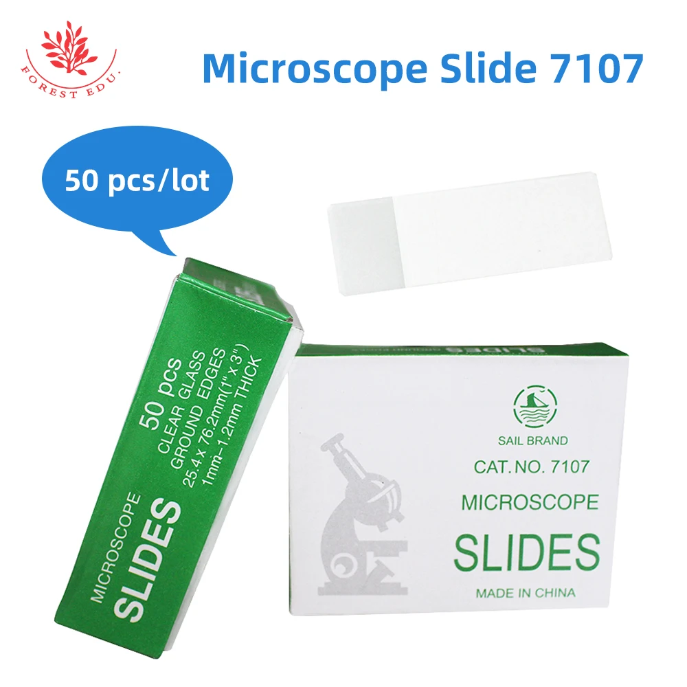 7105 Microscope Slides 50Pcs Clear Glass 25.4Mm*76.2Mm Single Sides Frosting High Definition Microscope Slides
