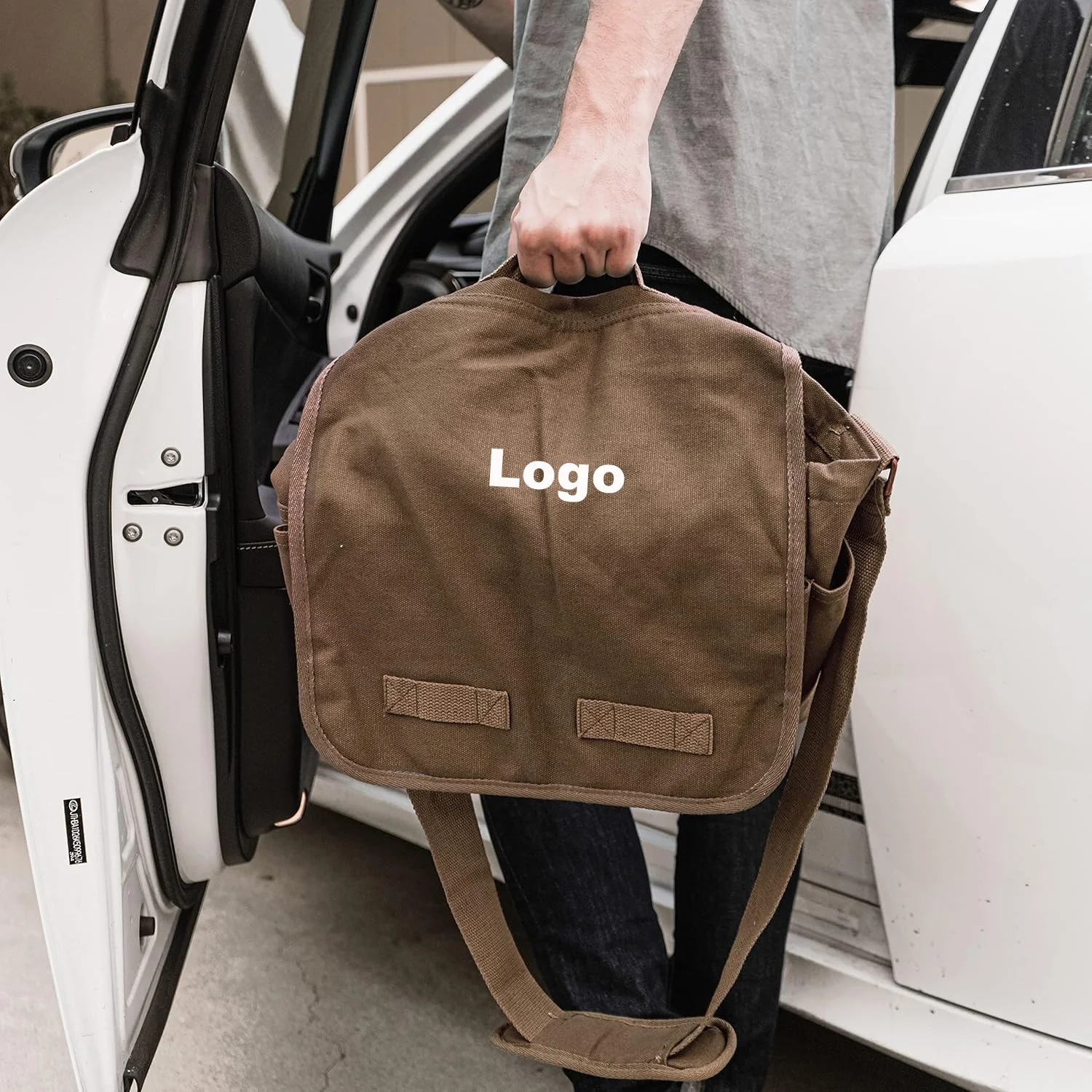 Classic Vintage Messenger Bag - Original Heavyweight Cotton Canvas Shoulder Bag with Upgraded Features