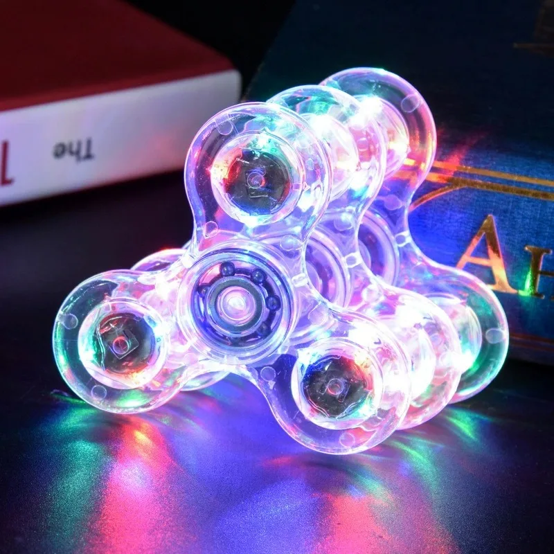 Hot Sale Crystal LED Light Fidget Spinner Stress Relief Toys Cool Coloring Lighting Hand Spinner