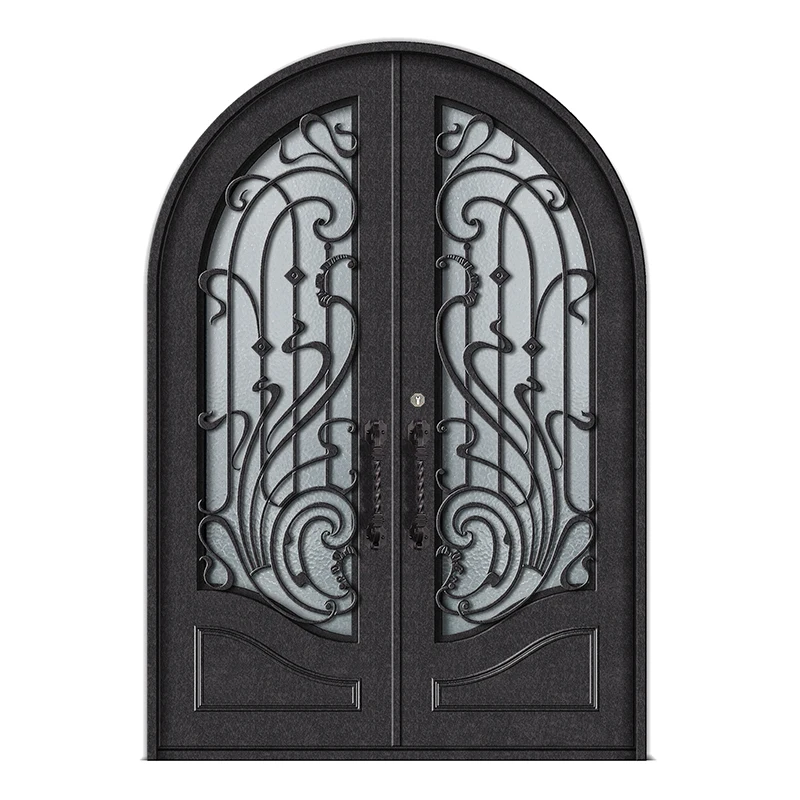 6FT / 8 FT Luxury Exterior Main Double Security Door Wrought Iron Front Entry Door
