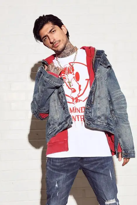 
jean coats mens fashion ripped denim cotton bomber jacket 