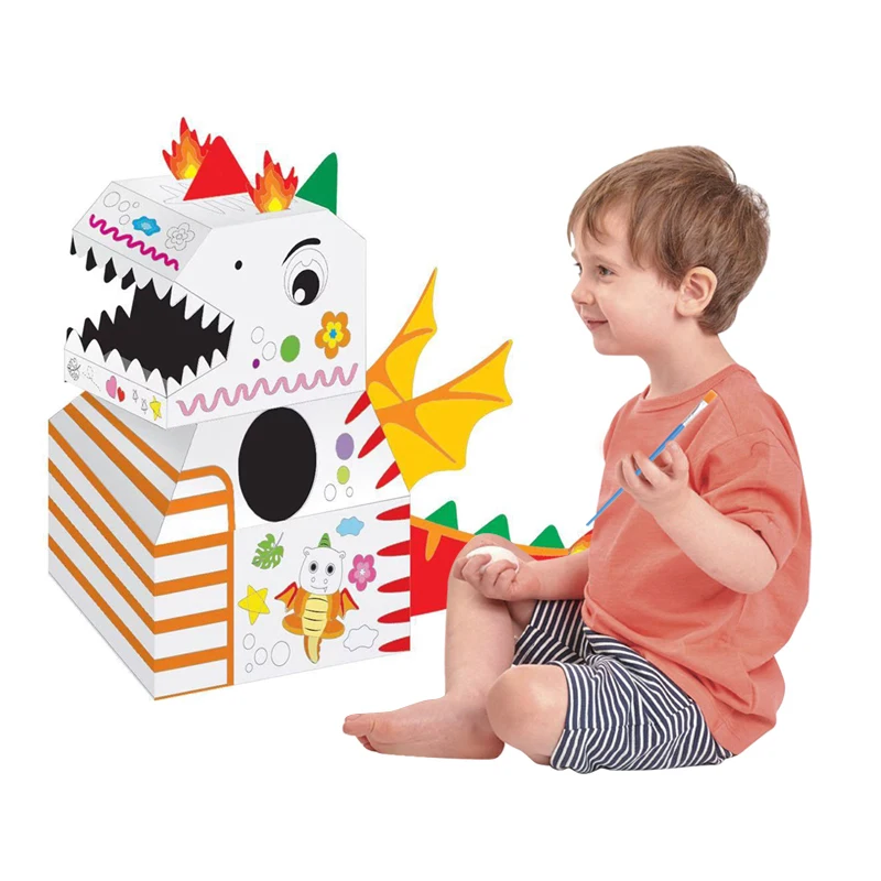 Diy painting kids paper cardboard 3d other educational toys animal dinosaur puzzle