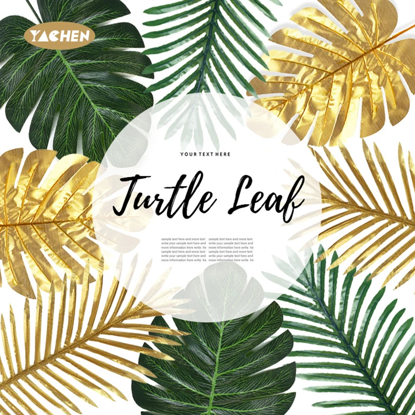 YACHEN Open air wedding decoration leaf green turtle simulation leaf outdoor decor for  wedding decorative