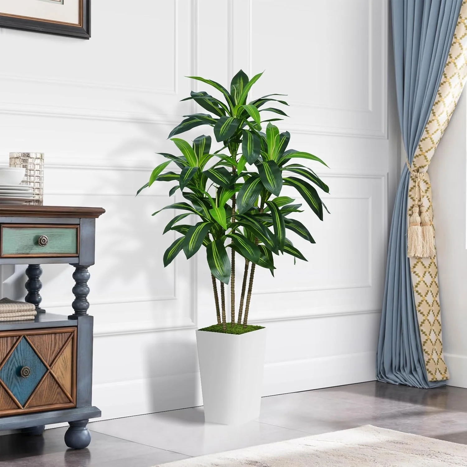 Artificial Dracaena Tree 5FT Faux Tree with Fake Tropical Yucca Floor Plant in Pot for Home Office Living Room Decor