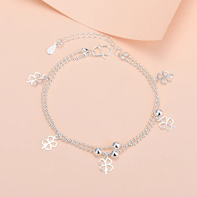 Korea 2021 New Women Fashion Lucky Grass Bracelet Bead Chain Little girls bracelets handmade