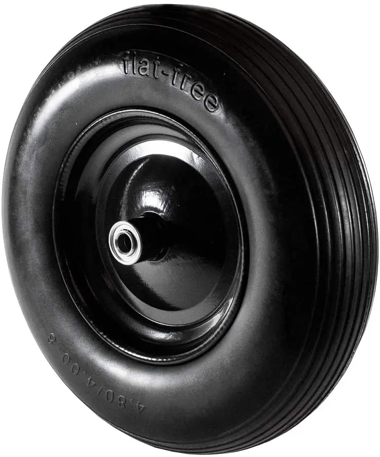 flat free wheel for wheel barrow ribbed tread NEVER NO need inflation