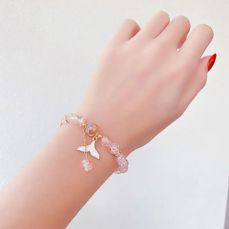 Wholesale Colorful Bracelets Rainbow Unicorn Cartoon Charm Bracelets Glass Beaded Bracelets for Kids Girls