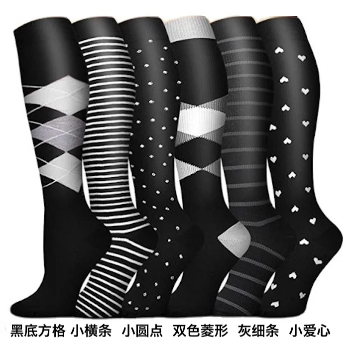 Unisex Compressed Pressure Athletic Socks 15-20 MmHg Graduated Golfs Tube Outdoor Socks Knee High Sport Nurse Compression Socks