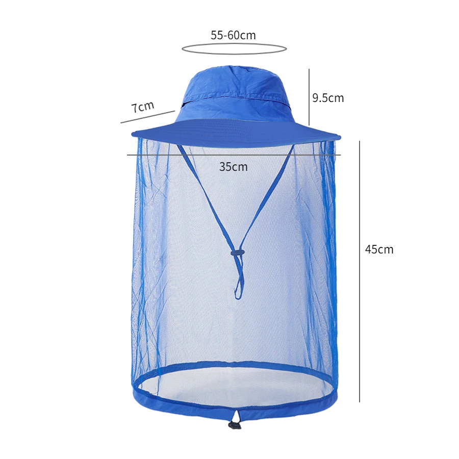 FF1418 Wide Brim Fishing Bucket Sun Hat Beekeeping Beekeeper Bee Veil Cap Men Women Outdoor Mosquito Head Net Hat