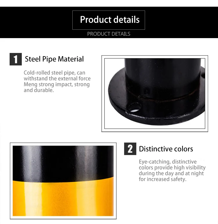 Durable Steel Traffic Guardrails Reflective Isolation Anti-Collision Bollards Road Safety Manual Barricades automatic bollard