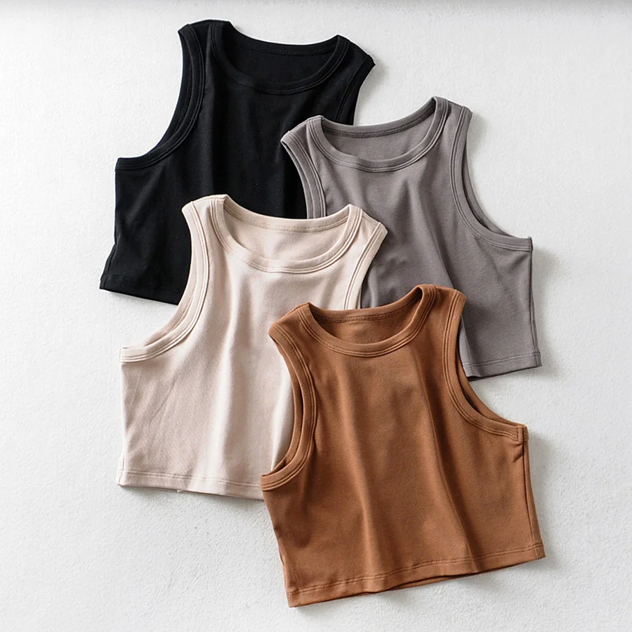 Custom Basic Crop Hemp women vest organic cotton ladies sports wear gym bamboo organic tank tops Women sports vest