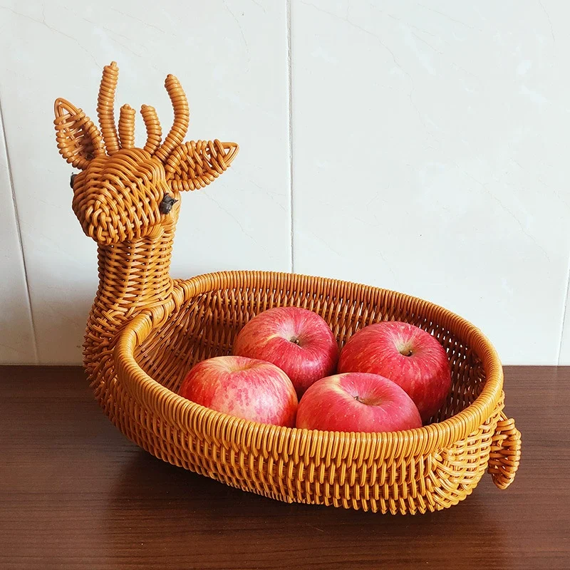 New sells rattan like woven basket food display rattan frame creative animal shaped woven basket