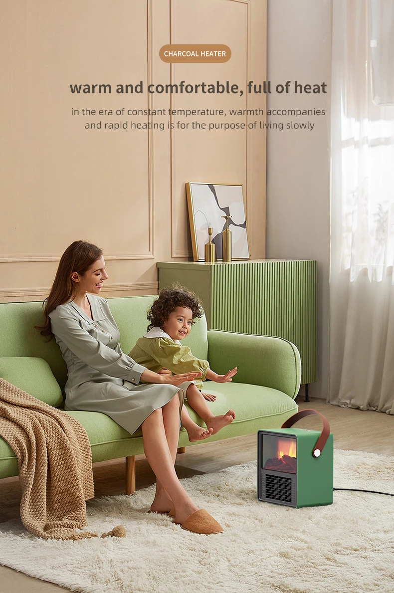 2024 hot sale unique household 3D Simulated flame 1200w 220v Portable Ptc Infrared electric Heater desktop mini fireplace heater