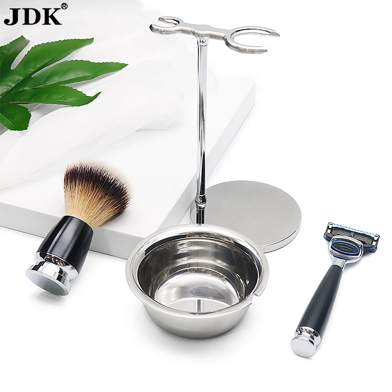 Classic Shaving Brush And Razor Set Badger Hair Brush Knot Shaving Brush Double Edge Safety Razor Kit Long Handle DE Razor