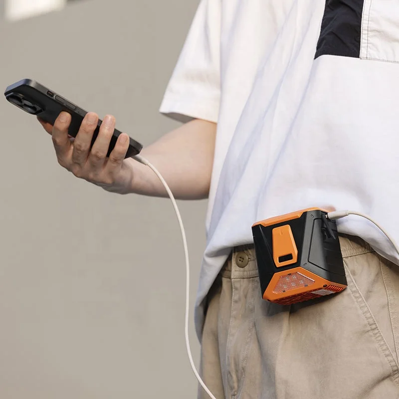 New Portable Waist Clip Fan Neck Hanging Mini Fan Desk Outdoor Working Hiking Travel Personal Fan With Flashlight Power Bank