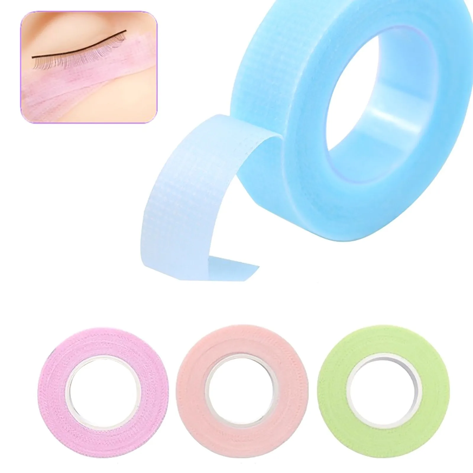 Breathable Lash Adhesive Tape Medical Micropore Fabric Color Eyelash Extension Tape Pink Sensitive Silicon Gel Lash Tape