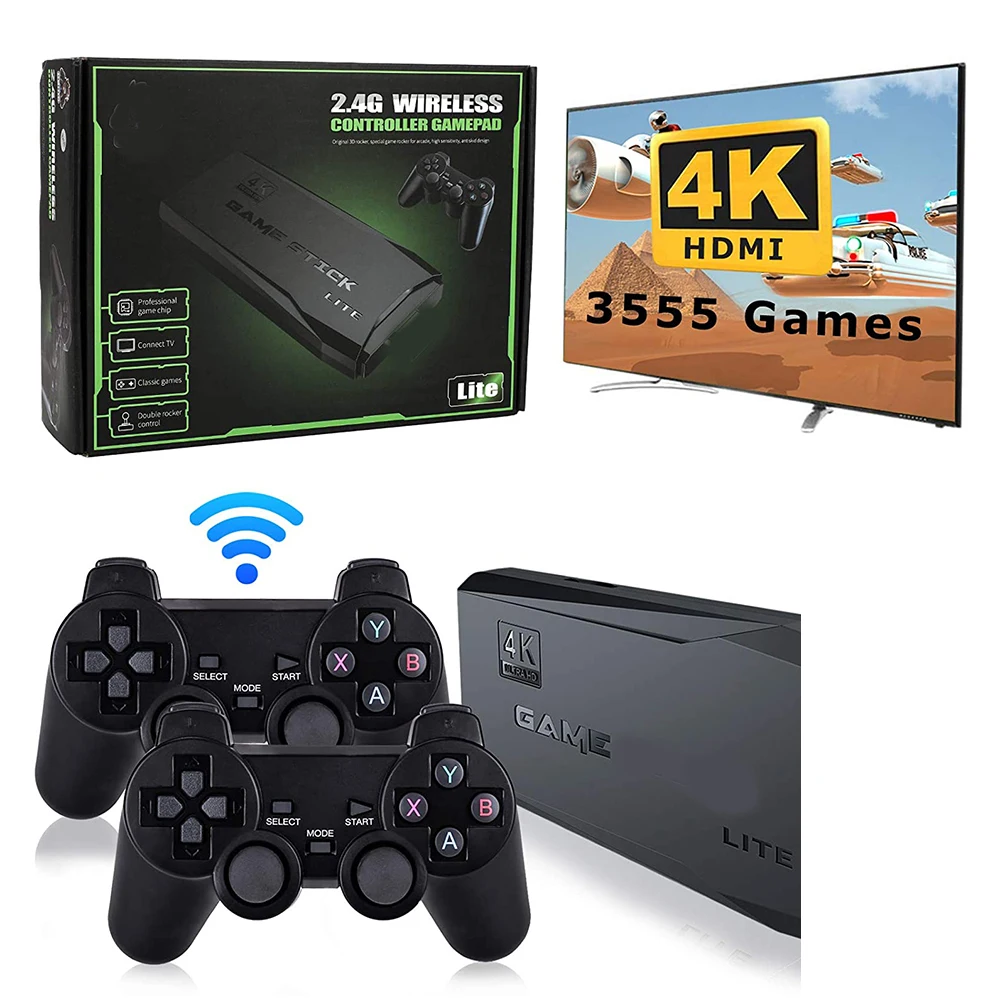 Портативная ТВ-видео игровая консоль M8 2 4G двойной беспроводной контроллер палка 4K 10000 игр 64 Гб ретро-игры для