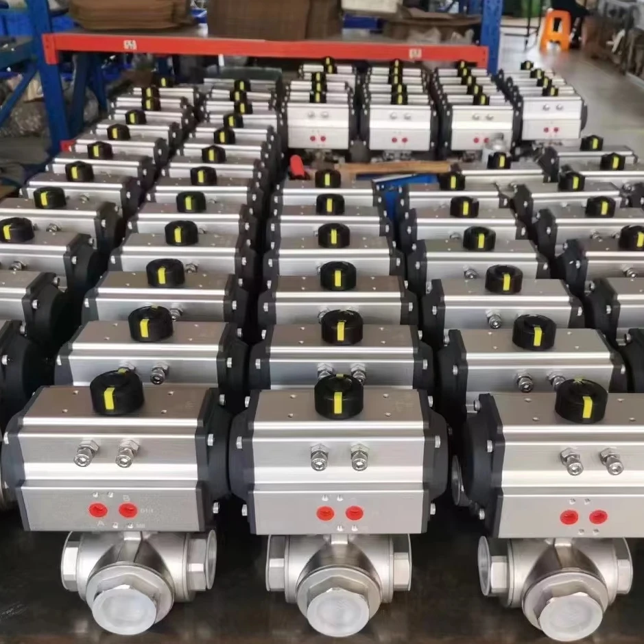 Pneumatic valve cheap 3 way Threaded Steel Pneumatic Actuator Control Ball Valve PTFE lined TS ball valve with positioner