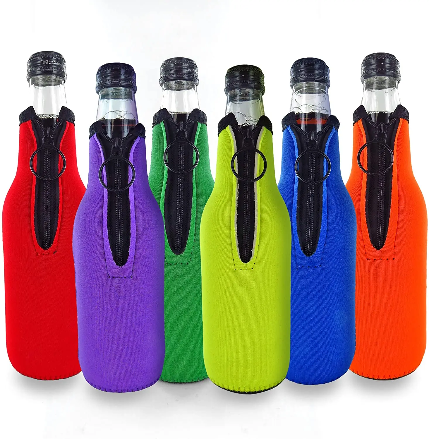 Beer Bottle Cooler Sleeves Collapsible Neoprene Sleeve with Zipper