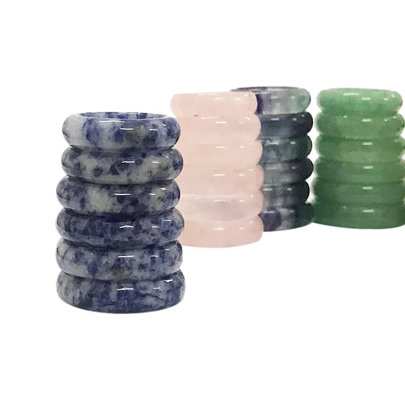 Blue Dot Stone Rings Natural Stone Band Rings