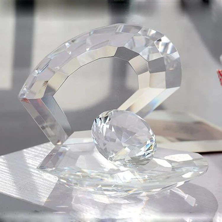 Europe style glass crystal shell shape with pearl for home bedroom decoration ornament wedding favor gift