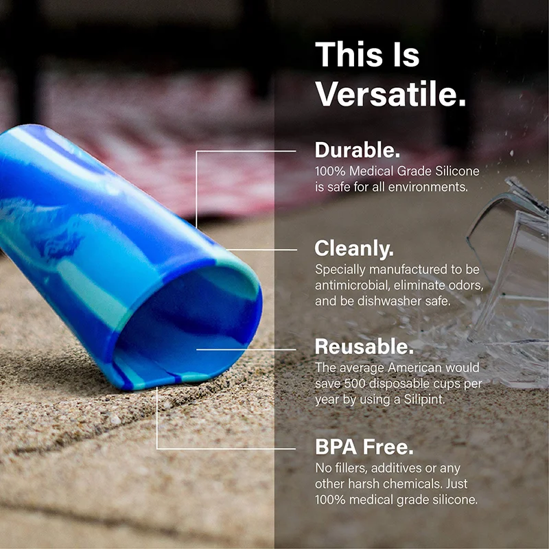 Eco-friendly Drinkware16Oz BPA Free Silicone Water Cup Unbreakable Reusable Coffee Cup Colorful Silicone Wine Beer Glass cups