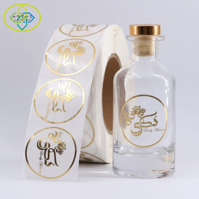 Customized Printing LOGO Self Adhesive Clear Gold Foil Round Stickers Vinyl Transparent Sticker Packaging Sticker Custom Logo