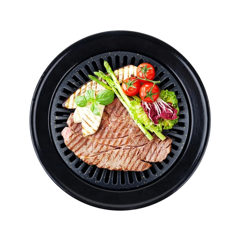 Japanese portable aluminum and cast iron round non-stick  barbecue gas grill for steaf