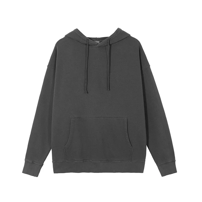 TODOMORE unisex 100% cotton French Terry solid color vintage style street wear pull over Kangaroo pocket retro hoodie