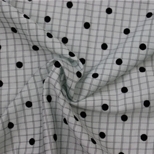 Latest Product Large Polka Dot Grid Pattern Fabric Flocking Wholesale Breathable Stylish Fabric