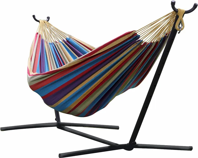 Outdoor Leisure Furniture Comfortable Garden Patio Camping Folding Steel Hammock Portable with Stand