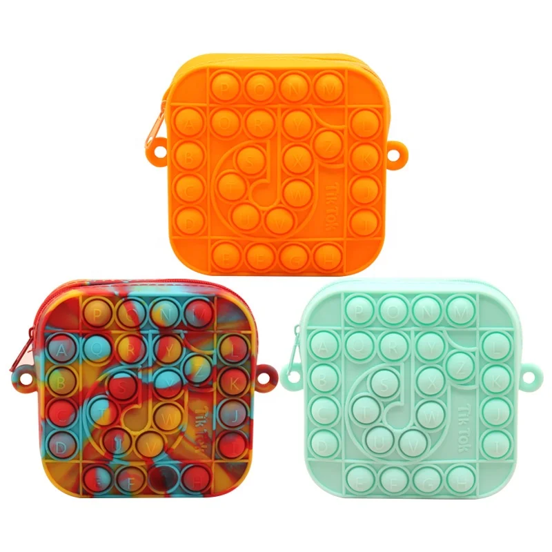 Оптовая продажа, новинка, миниатюрная пузырьковая игрушка-антистресс, сенсорный подарок на Рождество, силиконовая игрушка-антистресс для детей, кошелек для монет