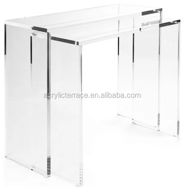 Acrylic console tables/Lucite perspex corner tables/hall ways console