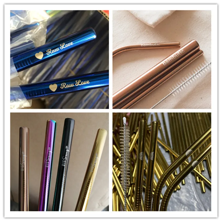 Metal Straw Set Short Cocktail Straws Stainless Steel Gold Metal Reusable Drinking Straws