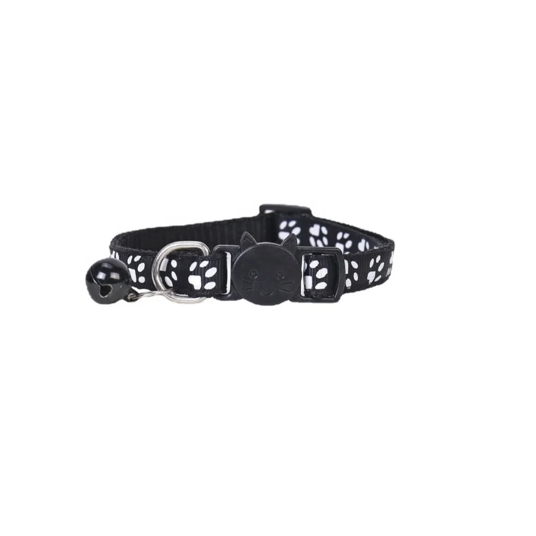 Manufacturer wholesale  adjustable soft polyester pet collar with  small bell for cats or dogs