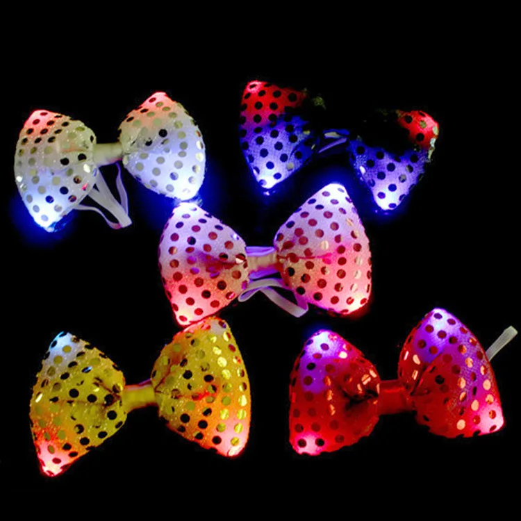 LED Flashing Bow Tie Light Up Necktie for Bar and Dance Parties