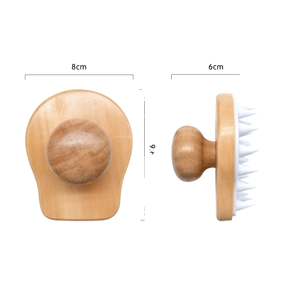 Natural Eco Friendly Wood Handle Hair Shampoo Massage Scalp Brush Silicone Scalp Hair Brush