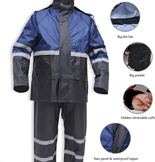 Rain Suits for Men Women Waterproof Breathable Rain Coats with Eye-Catching Reflective Strip Durable Rain Gear Jacket Pants