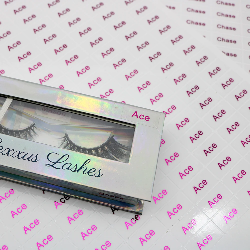 Wholesale Various types private label stickers 3d lashes box stickers custom eyelash box logo sticker