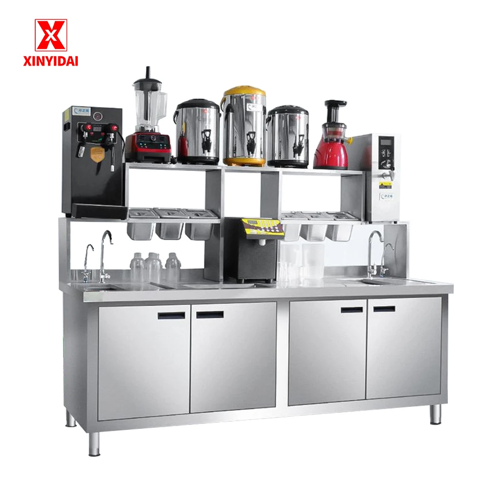 Commercial stainless steel cocktail cabinet equipment, coffee shop, juice counter, tea making workstation